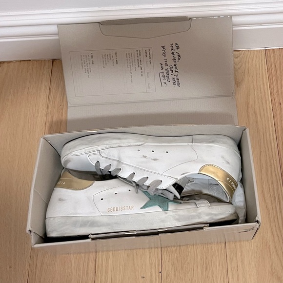 Golden Goose Super Star White Gold Green Sneakers Women EU 40 US 9 Like new - Picture 6 of 8